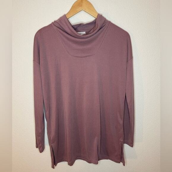 J. Jill Pure Jill Soft Viola Mauve Long Sleeve Ribbed Knit Sand-Washed Tunic - Picture 3 of 6